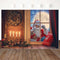 Christmas Snow Moon Background Santa Claus Gift Children Portrait Backdrops for Photography Lit Candle Wreath Decorations Props