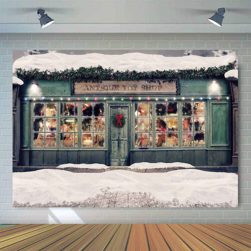 Toy Store Backdrop for Photography Green House Winter Snow Christmas H ...