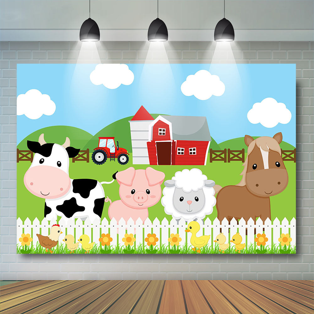 Animals Baby Shower Background Safari Birthday Party Decoration Banner Farm Cow Pig Horse Sheep Photo Backdrops Photography