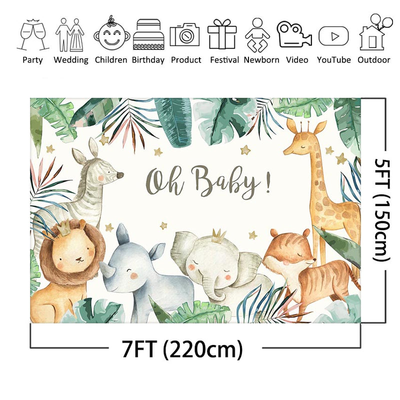 Animals Baby Shower Photo Background Safari Birthday Party Decoration Oh Baby Banner Backdrop for Photography Photo Studio