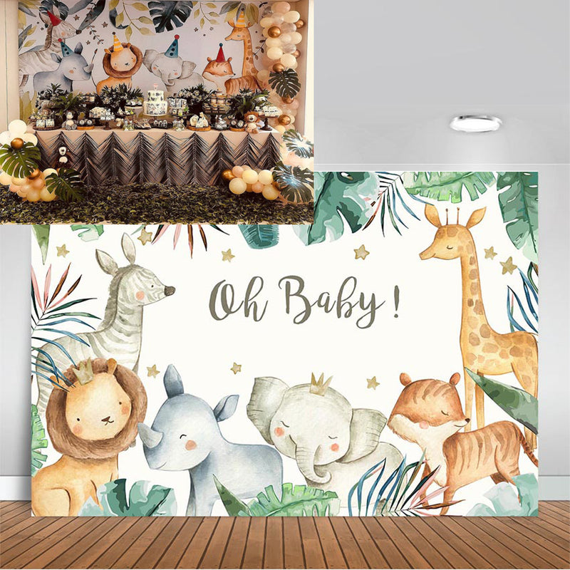 Animals Baby Shower Photo Background Safari Birthday Party Decoration Oh Baby Banner Backdrop for Photography Photo Studio
