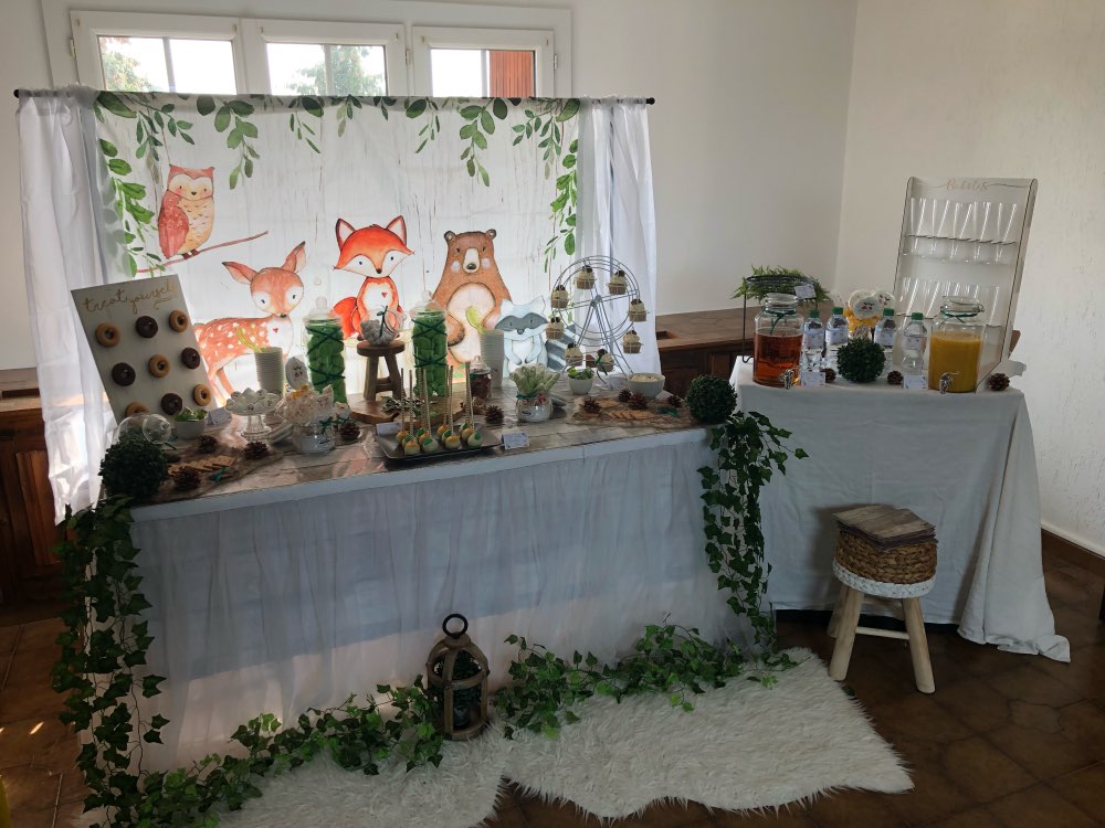 Animals newborn baby shower photo background Woodland Birthday party decoration banner fox bear backdrop for photography studio