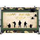 Battle Party Photography Background Army Sign Happy Birthday Photography Backdrops Boy's Birthday Party Banner Decorate Photo Background