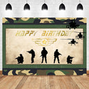 Battle Party Photography Background Army Sign Happy Birthday Photography Backdrops Boy's Birthday Party Banner Decorate Photo Background