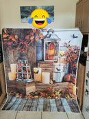 Thanksgiving photographie toile de fond automne Halloween citrouille fond pour studio photo feuille d'érable automne bougie plancher de bois fond pour photo 