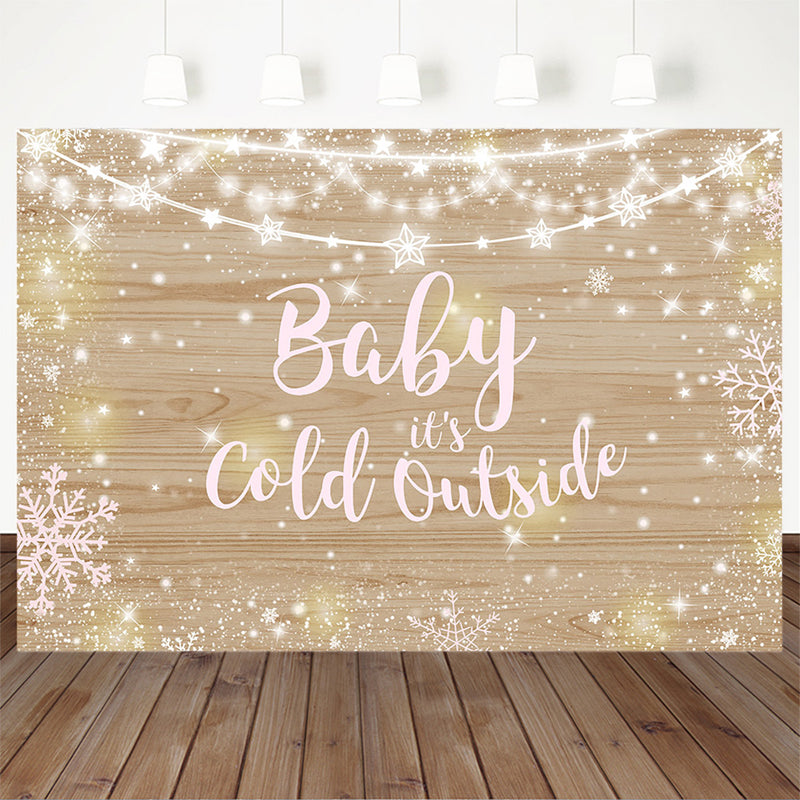 Baby shower Christmas wood Photography Background Party Wood Backdrops Christmas It's cold outside Decoration