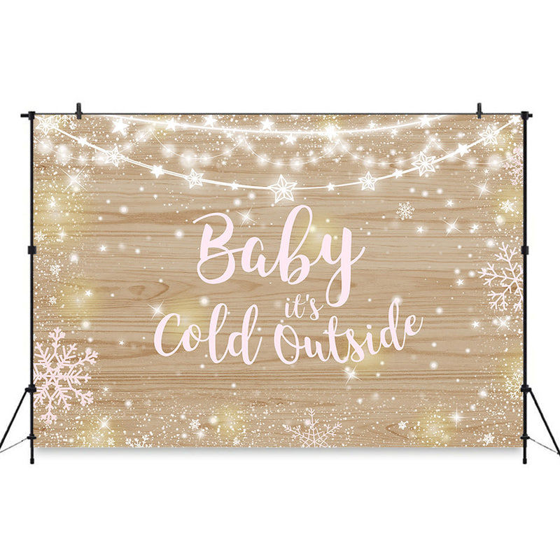 Baby shower Christmas wood Photography Background Party Wood Backdrops Christmas It's cold outside Decoration