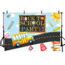 Fondo de fiesta de regreso a la escuela, decoraciones para niños, bebé, primer día de escuela, autobús escolar, fondo de fotografía, suministros de pancarta para fiesta