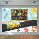 Fondo de fiesta de regreso a la escuela, decoraciones para niños, bebé, primer día de escuela, autobús escolar, fondo de fotografía, suministros de pancarta para fiesta