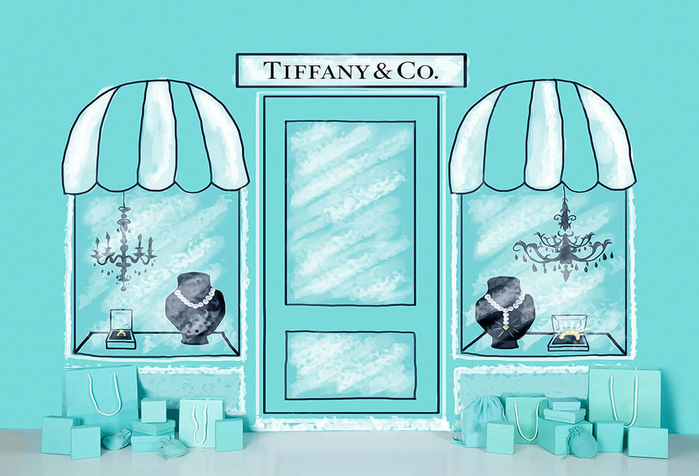 Customize Aqua Jewelry Store Gift Photo Backdrop Banner for Event