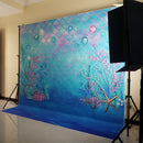 Litter Mermaid Photography Backdrops Blue Ocean Vinyl Photography Backdrop Aquarium Shell Photo Booth Props