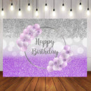 Purple Glitter Happy Birthday Purple Balloon Rose Flowers Girls Kids Women Backdrop Photo Studio