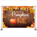 Fall Thanksgiving Halloween Photography Birthday One Little Pumpkin Is Turning One Wooden Backdrops Maple leaf Photo Props