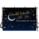 Twinkle Twinkle Little Star photography Backdrop Moon Baby Shower portrait background for photo studio Navy Blue Background Kids