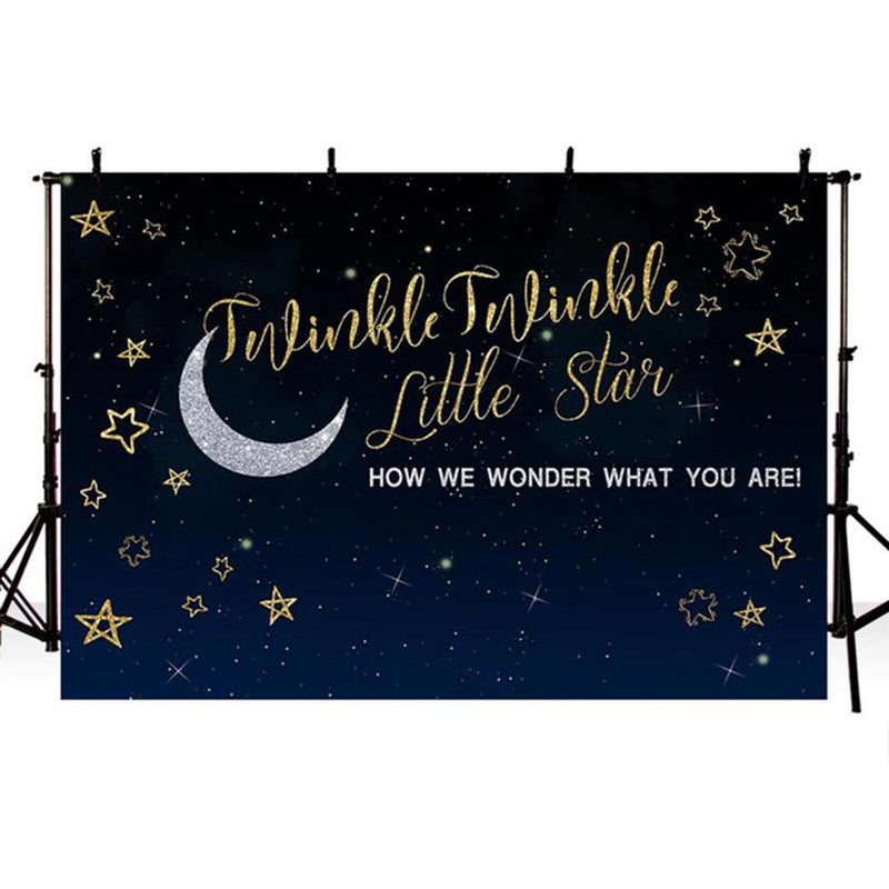 Twinkle Twinkle Little Star photography Backdrop Moon Baby Shower portrait background for photo studio Navy Blue Background Kids