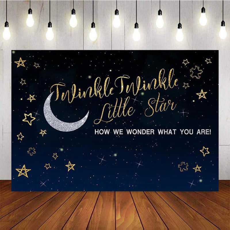 Twinkle Twinkle Little Star photography Backdrop Moon Baby Shower portrait background for photo studio Navy Blue Background Kids