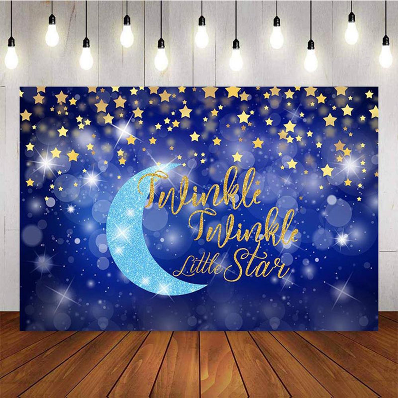 Twinkle Twinkle Little Star Backdrop for Picture Moon Baby Photo background for photo studio Bokeh Blue Background Stars Kid