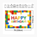 Birthday Photography Backdrop Colorful Building Blocks Boy Girl Baby Child Party Decorations Photo Booth Background Banner