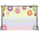 Arrière-plan de Photo de fête à thème joyeux anniversaire, arrière-plan de beignet doux pour enfants, boutique de desserts, bannière de décoration