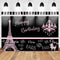 Toile de fond pour paires d'anniversaire, pour photographie, tour Eiffel, fête d'anniversaire, décor de Table de gâteau, arrière-plan noir et rose