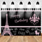 Birthday Pairs Backdrop for Photography Eiffel Tower Birthday Party Cake Table Decor Background Black Pink Backdrop