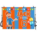 Personalizar nombre Blippi Youtube telón de fondo cumpleaños Banner fiesta telón de fondo decoraciones de fiesta 