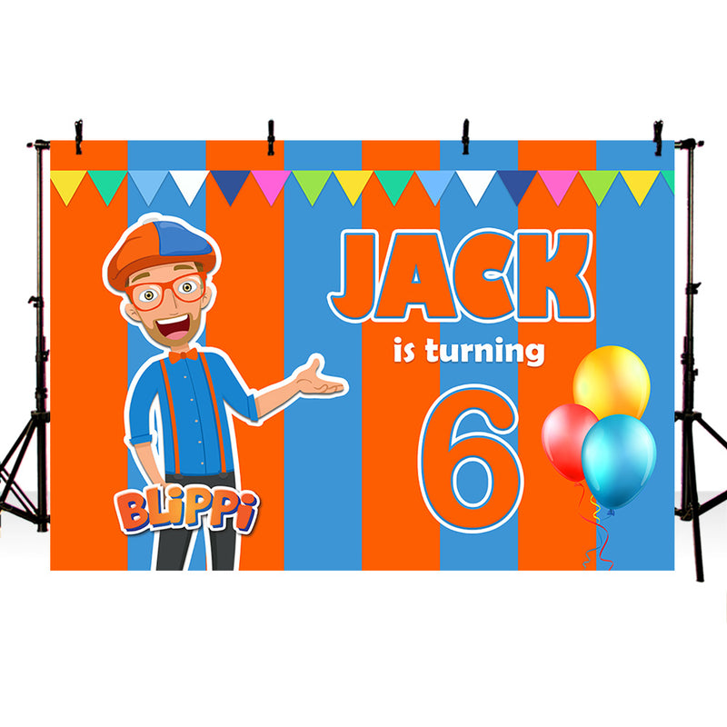 Personalize Name Blippi Youtube Backdrop Birthday Banner Party Backdrop Party Decorations