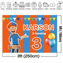 Personalizar nombre Blippi Youtube telón de fondo cumpleaños Banner fiesta telón de fondo decoraciones de fiesta 