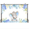 Blue Elephant Themed Baby Shower Backdrop Flowers Elephant Birthday Background Boy or Girl Happy Birthday Photography Backdrop