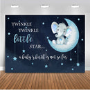 Boy Elephant Backdrop Photography Twinkle Twinkle Little Star Baby Shower Photo Background Blue Starry Sky Newborn Elephant Backdrops