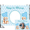 Toile de fond bleue personnalisée pour garçon, joyeux 1er anniversaire, arrière-plan de photographie pour fête prénatale, affiche de décoration de Table pour Dessert, accessoires