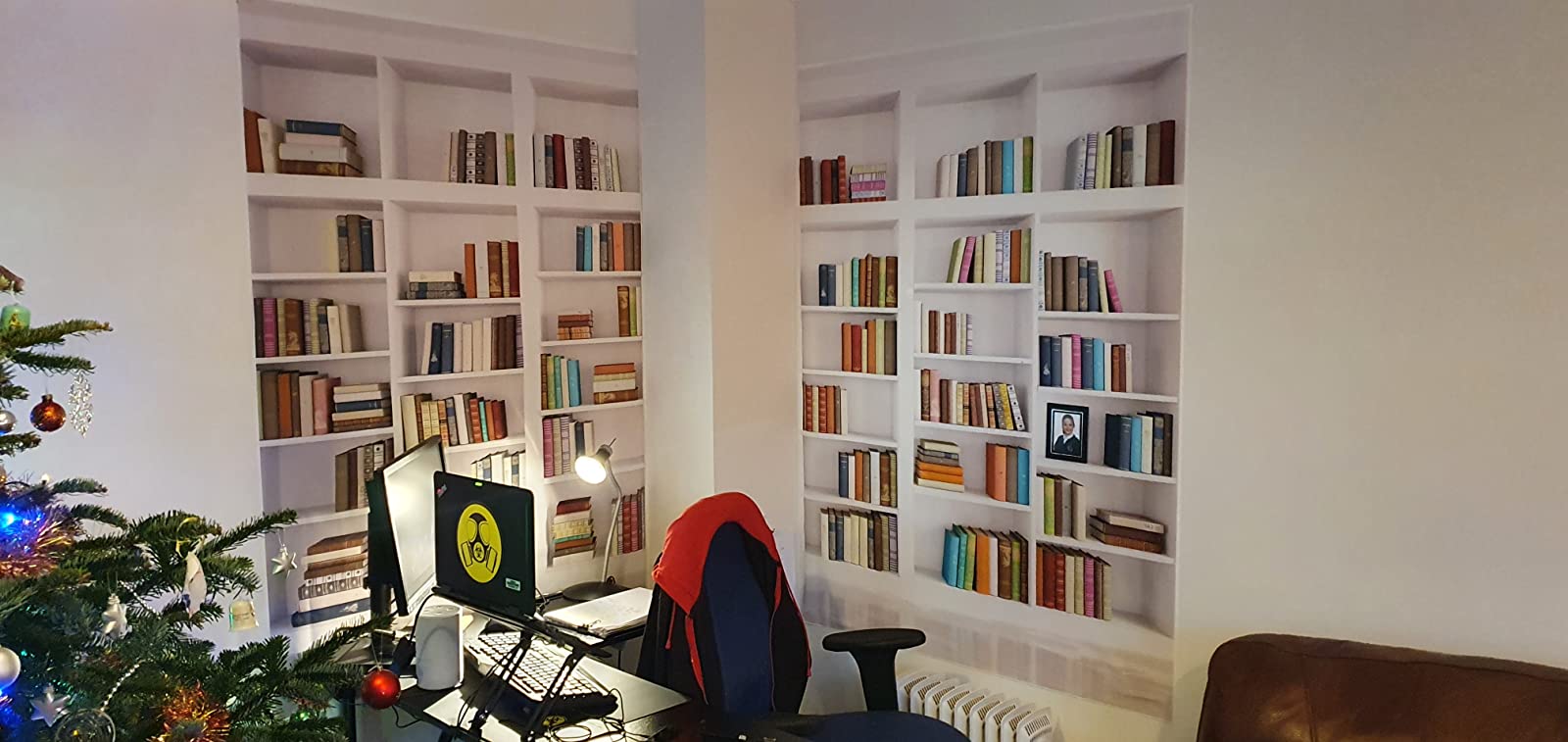Livestreaming Photography Background Bookshelf Banner Decor Library Online Teaching Backdrop Photo Studio Banner