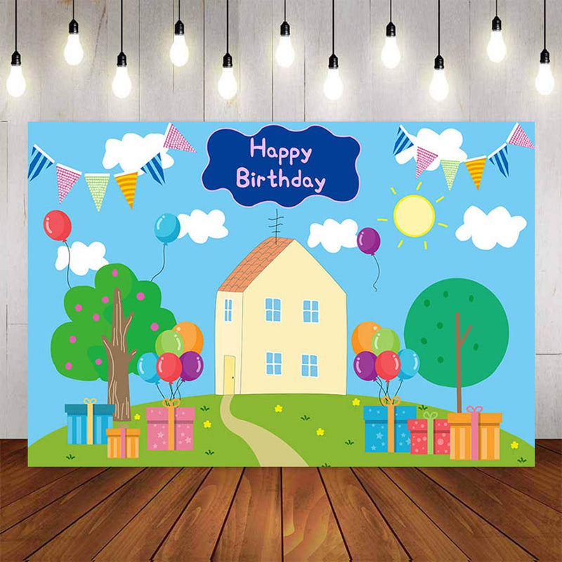 Peppa Pig Photo Backdrop Birthday Photography Studio Backdrop for Baby Shower Newborn Party Photo Booth Props Cake Table Decor Banner