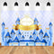 Cartoon Fantasy Castle Photographic Backdrop Newborn Little Prince Birthday Background for Boy Blue Castle Fairy Tale Backdrops