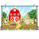 Cartoon Farm Theme Barn Domestic Animals Rustic Happy Birthday Banner Photo Background Child Party Decoration Banner Backdrops for Photography