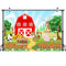 Cartoon Farm Theme Barn Domestic Animals Rustic Happy Birthday Banner Photo Background Child Party Decoration Banner Backdrops for Photography
