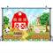 Dessin animé ferme thème grange animaux domestiques rustique joyeux anniversaire bannière photo fond enfant fête décoration bannière décors pour la photographie