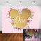 Customized Cartoon Photography Backdrops Pink Minnie Mouse Birthday Party Backdrop Decor Photo Booth Background