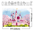 Castle Backdrop for Photography Pink Flowers Princess Girl Birthday Baby Shower Fantasy Party Banner Background for Photo Studio