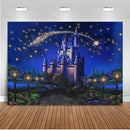 Castle Fairy Tale Princess Photography Backdrop Blue Starry Sky Newborn Children Birthday Background Golden Stars Photo Studio