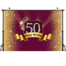 Célébration 50e anniversaire Photo fond pour fête des aînés bannière fond cadeau pour mère doré brillant fleur écarlate diamant