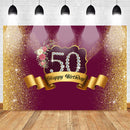 Célébration 50e anniversaire Photo fond pour fête des aînés bannière fond cadeau pour mère doré brillant fleur écarlate diamant