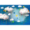 Children Birthday Art Backdrop for Photography Blue Sky White Clouds Rainbow Stars Background Birthday Cake Smash Photocall