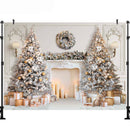 Christmas Backdrop Classic White Wall Photoshoot Xmas Tree Garland Decor Photo Studio Props Kids Portrait Photography Background