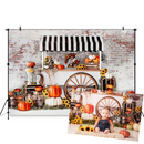 Fall Thanksgiving Photography Backdrop Halloween Rustic Brick Wall Harvest Background Autumn Pumpkins Maple Leaves Baby Shower Party Decoration Photo Studio