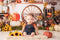 Fall Thanksgiving Photography Backdrop Halloween Rustic Brick Wall Harvest Background Autumn Pumpkins Maple Leaves Baby Shower Party Decoration Photo Studio