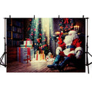 Christmas Backdrop Santa Claus Gifts Toy Indoor Children Portrait Photography Background for Photo Studio Photophone