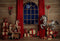 Toile de fond de noël, mur en bois Vintage, rideau rouge, fenêtre, cadeau, cheval, Portrait de bébé, arrière-plan de photographie, Studio Photo 