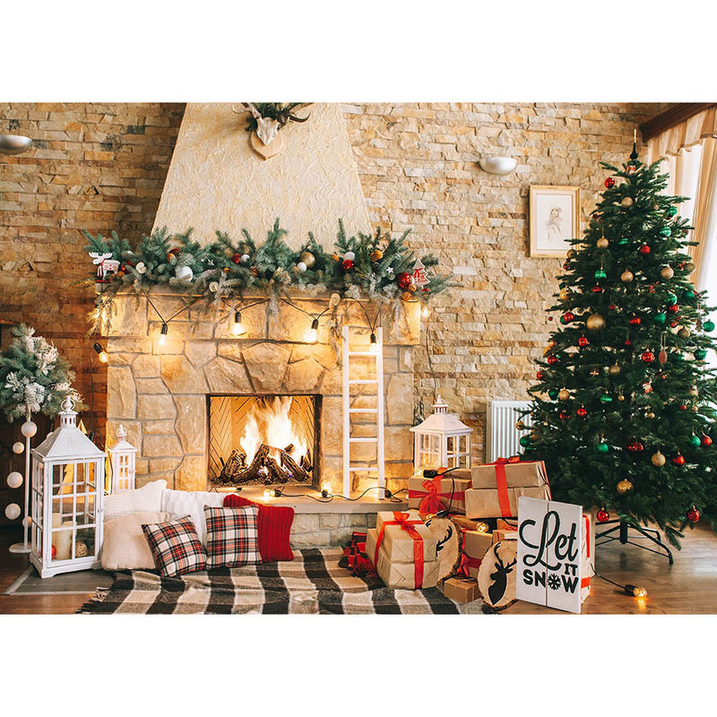 Toile de fond de noël pour photographie, cheminée en brique, pour enfants et adultes, cabine Photo de famille, décor de Studio pour séance photo, bébé, nouveau-né 