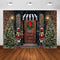 Christmas Backdrop for Photography Outdoor Wood Door Newborn Kid Portrait Photo Background Photoshoot Studio Props